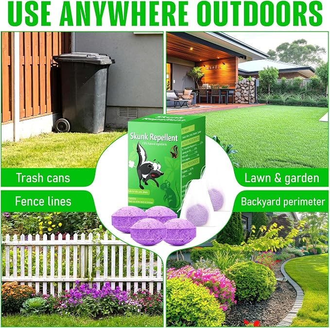 36 Pack Skunk and Raccoon Repellent for Yard, Powerful Peppermint Keep Rodent, Mice, Skunk, Raccoon, Squirrel Away from Yard Garden Lawn, Safe for Pets & Family