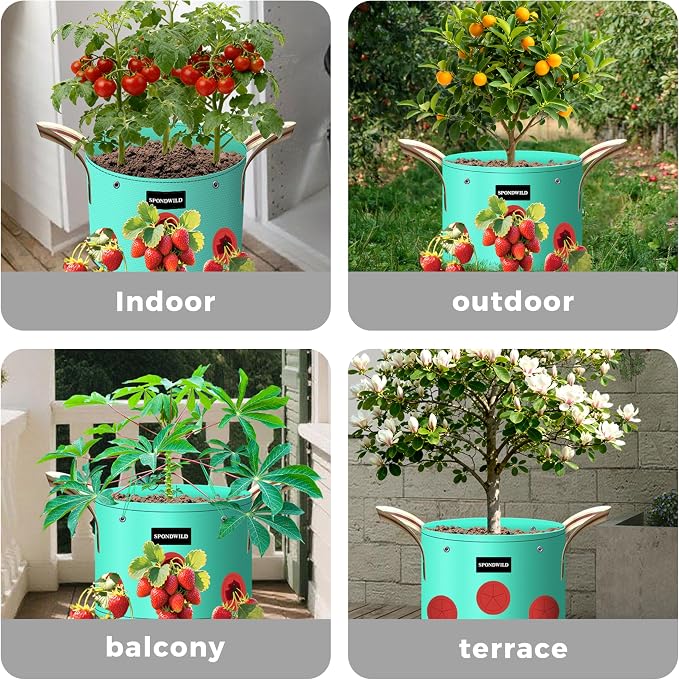 7 Pack 20 Gallon Grow Bags Heavy Duty 180G Thickened PE Plant Pots with 8 Breathable Holes