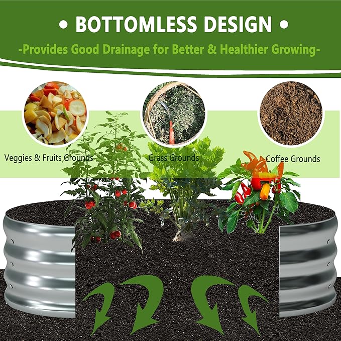 Foxlang 6x3x1ft(2 Pack) Galvanized Oval Raised Garden Bed,Outdoor Planter Box Metal Patio Kit Planting Bed for Vegetables Flowers Herb,Silver