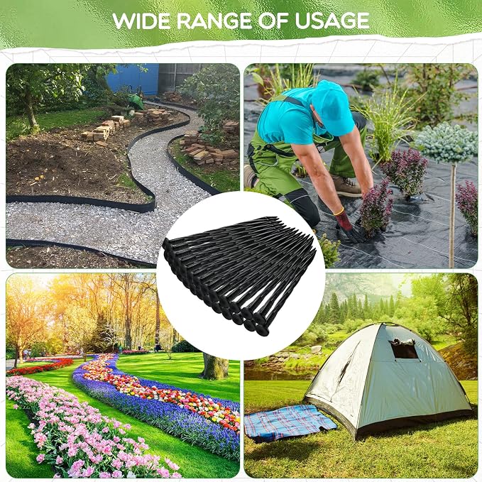 Handepo 400 Pcs Landscape Edging Nails Bulk 8 Inch Spiral Landscape Anchoring Spikes Plastic Edging Nails Yard Garden Anchoring Spikes for Weed Barrier Paver Edging Artificial Turf Stakes