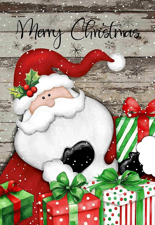 Morigins Santa Claus Garden Flag, Merry Christmas, Suitable for Farmhouse Front Porch Lawns, Winter Outdoor Holiday Decorations, Size 12.5×18 inches (Small-12.5×18 inch)
