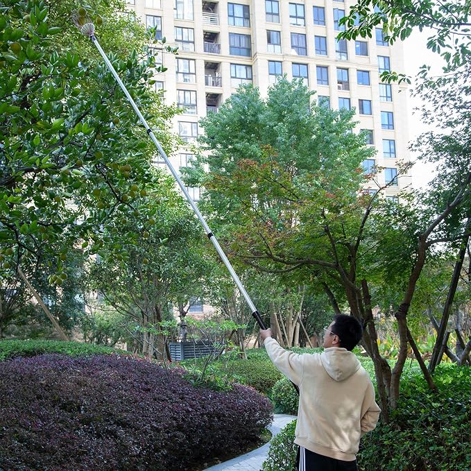13 Foot Fruit Picker with Basket, 20 Foot High Reach and Easy to Attach Extension Pole for Apple, Orange from Trees (13Ft Fruit Picker)