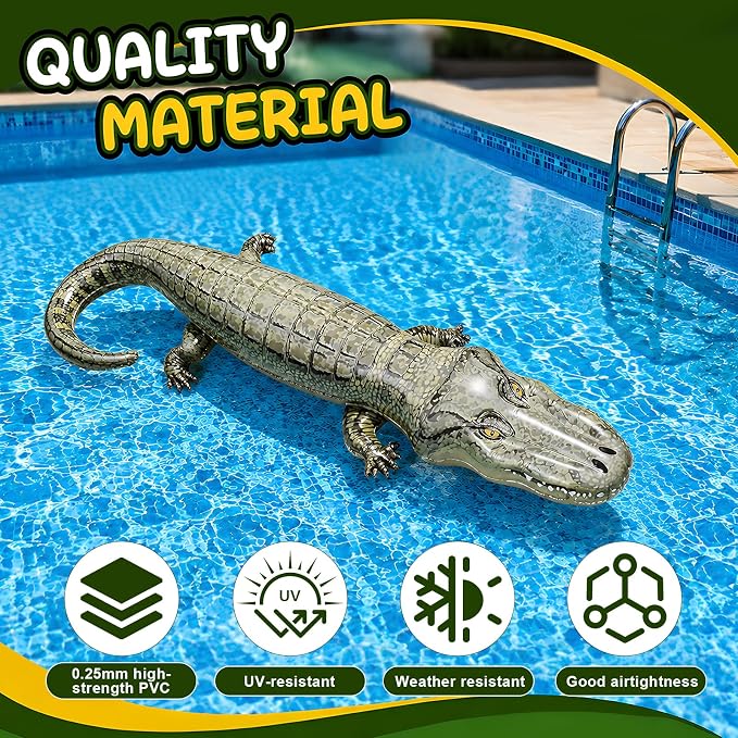 5.67FT Inflatable Alligator Keeping Ducks Away from Pools,Realistic Inflatable American Alligator Effective at Keeping Ducks and Raccoons Away from Pools