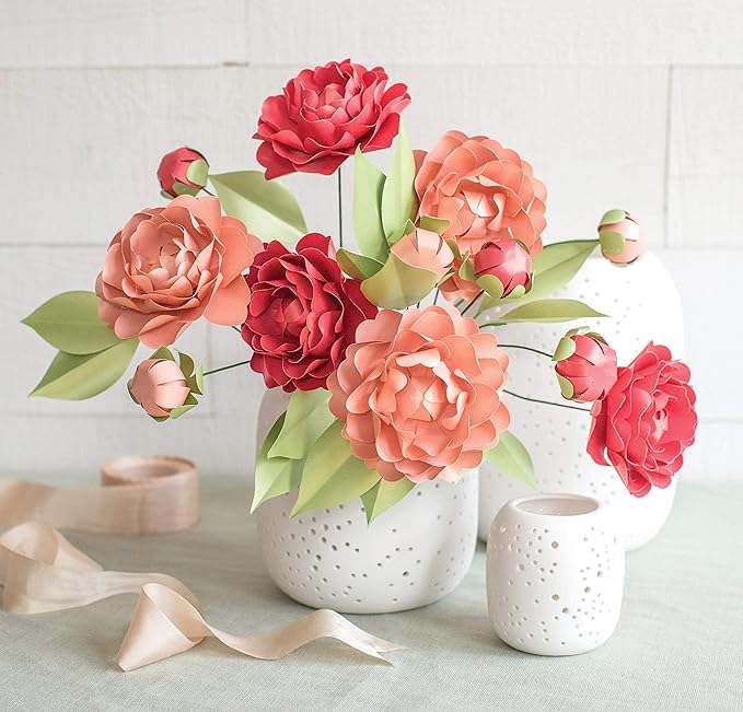 Lia Griffith Frosted Paper Blooms Camellia Flowers, 6" x 6.5", Colors may vary, 21 Count