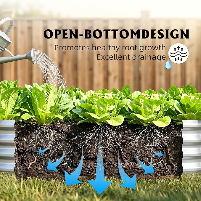 6x3x1ft(2 Pack) Galvanized Raised Garden Bed,Outdoor Planter Box Metal Patio Kit Planting Bed for Vegetables,Flowers, Silver