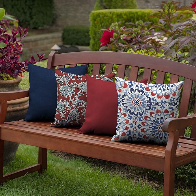 Arden Outdoor Toss Pillow, 2 Pack, 16 x 16, Rain-Proof, Fade Resistant Clark Blue