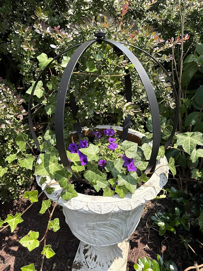 Yohsnor Metal Obelisk Trellis for Outdoor Garden - 18x22 Inches Durable Round Topiary Frame, Easy Assembly & Compact Storage, Perfect for Climbing Plants Decorative Garden Accent