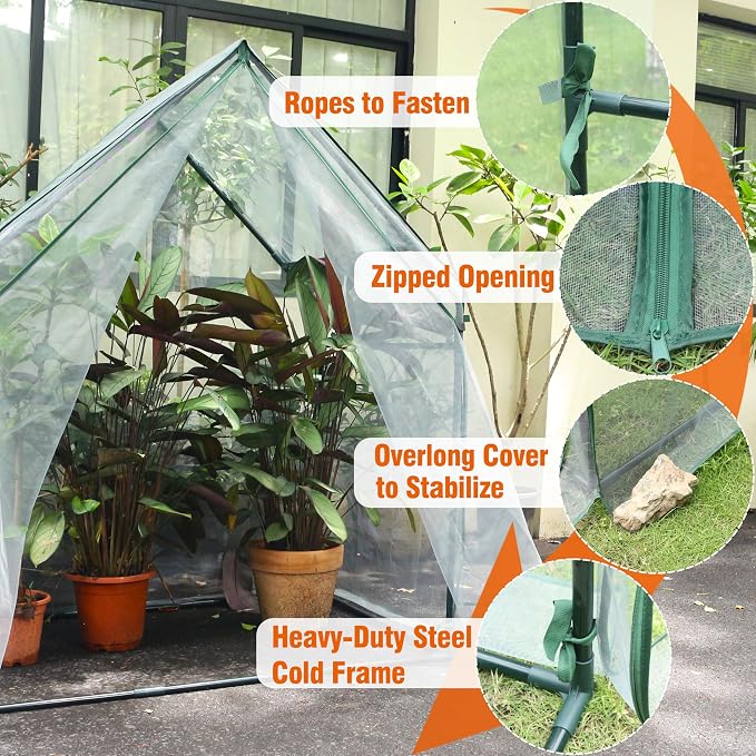 Gardzen Mini Greenhouse with Mesh Cover, Portable Outdoor Greenhouse, Enhanced Ventilation, Ideal for Spring, Summer & Fall 36.2"(L) x53.3(W) x66.1(H)