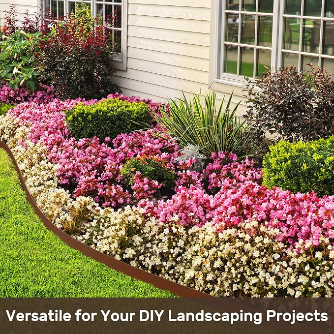 AGTEK Garden Edging 49FT Landscape Edging Kit 3 Inch Height Plastic Garden Border No Dig Lawn Border for Yard Flower Bed with 30 Stakes