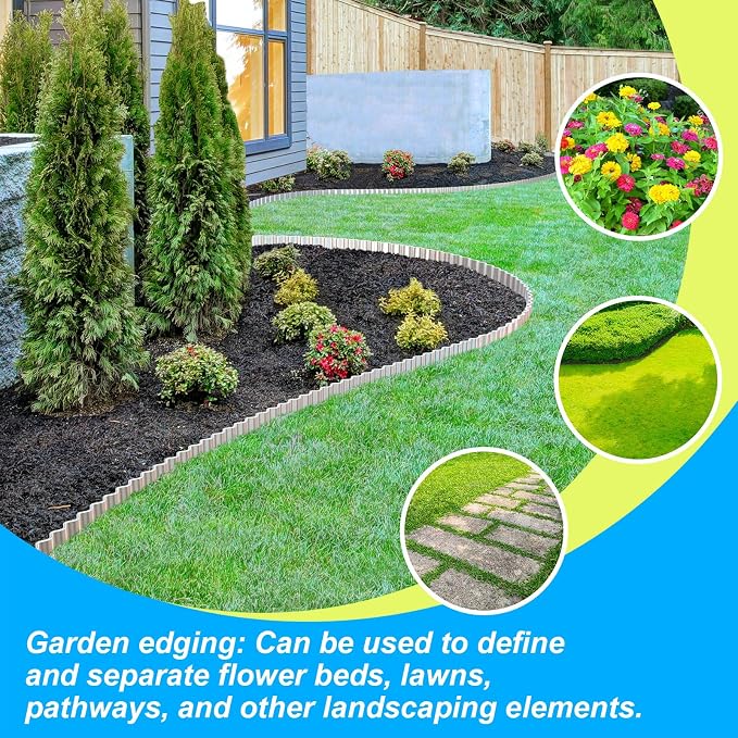 LAVEVE Corrugated Metal Garden Edging 3" x 100ft, Landscape Edging Border for Lawn, Flower Bed, Garden Fence, Paver Edging (Silver)