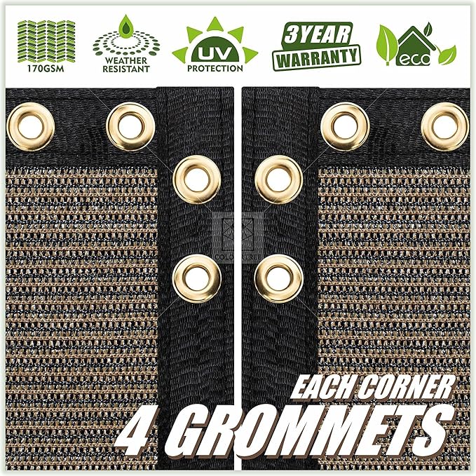 ColourTree Customized Size 6' x 22' Brown Fence Screen Privacy Screen - Commercial Grade 170 GSM - Heavy Duty - 3 Years Warranty - Cable Zip Ties Included