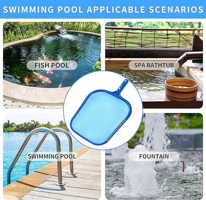 Tavaleu Pool Skimmer - Pool Skimmer Net with Reinforced Frame, Professional Pool Nets for Cleaning, Swimming Pool Leaf Skimmer Net, Ultra Fine Mesh Netting, Clean Remove The Finest Debris Fast