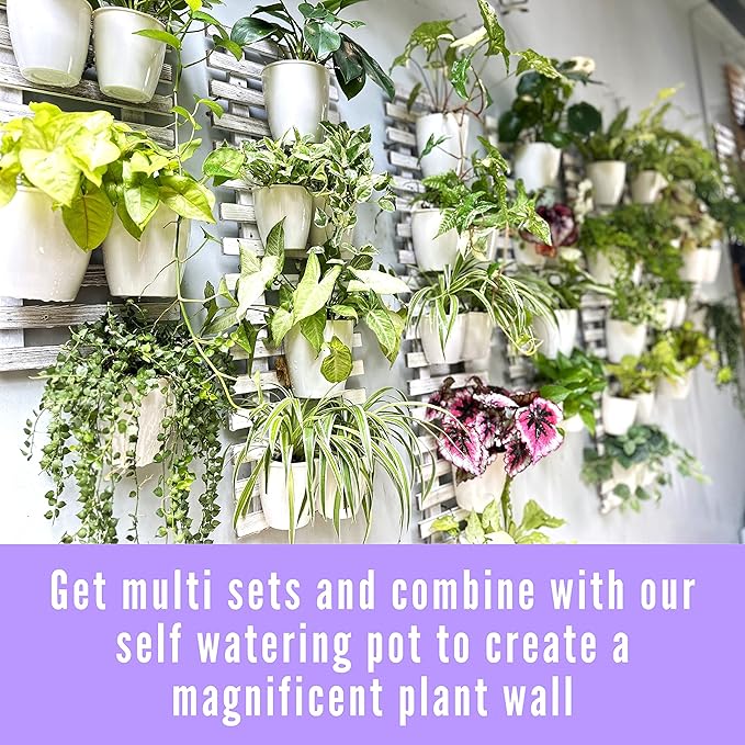 ShopLaLa Wooden Wall Planters - 2 Pack Wall Mounted Plant Holder for Hanging Flower Pots Farmhouse Rustic White Wood Garden Vertical Living Herb Balcony Unique Large Green Decor 35.4" (90cm)