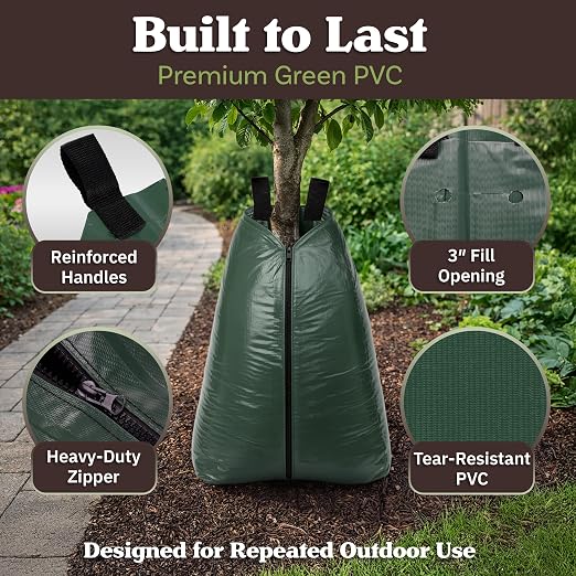20 Gallon Tree Watering Bag - Heavy Duty PVC Auto Drip Irrigation for Newly Planted or Established Growth Deep Root Targeting - Tree Watering Bags Slow Release 20 Gallon by Pure Garden