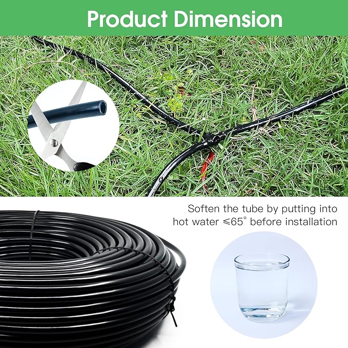 Maotong 100FT 1/4 inch Drip Irrigation Tubing Distribution Hose Tube for Garden Irrigation System