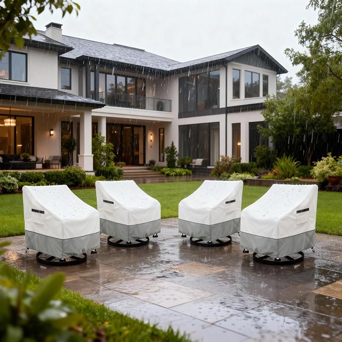 Patio Swivel Chair Cover 4 Pack,Waterproof Heavy Duty Outdoor Chair Covers,Outdoor Swivel Chair Cover for Patio Furniture Covers(35 W x 37 D x 36 H inches),Beige