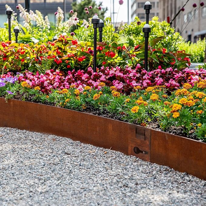 41" L X 6.3" H Corten Steel Landscape Edging,Metal Lawn Edging,6 Pack | Garden Edging Border,Hammer-in,No Dig,For Landscaping, Flexible,For Garden, Lawn, Pathway, Yard