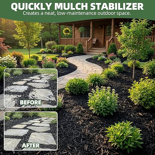 Mulch Glue 1 Gallons - Super Stick Rock Glue for Landscaping Gravel Binder for Pea Gravel, Long-Lasting & Non-Toxic, Covers 2X More Area Pebble Gravel Hold for Paths, Patios & Garden Borders