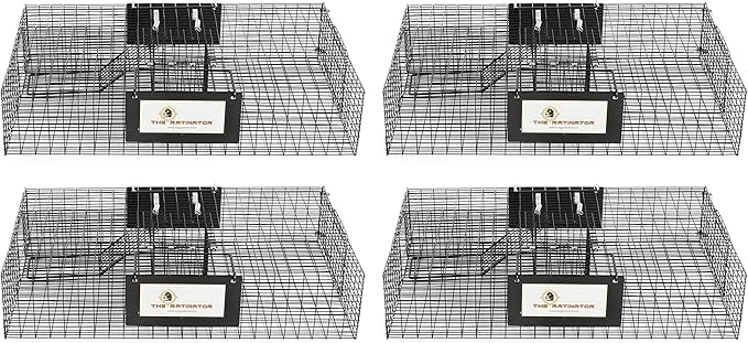 Rugged Ranch 4‑Pack Ratinator Multi‑Catch Rat Trap, Wire Cage, 26.5"x16.5"x6" Each - Live Catch‑and‑Release, 2‑Door Humane Rodent Control, No‑Poison Outdoor Use