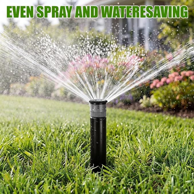 8 Pack Adjustable Sprinkler Heads for Lawn, Compatible with Rain Bird 1800 Replacement Sprinkler Head, 4-Inch Pop-Up, 9-20 ft Radius, 0-360° Adjustable Arc, Efficient Garden Yard Irrigation