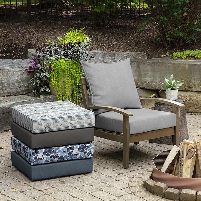 Arden Olefin Outdoor Deep Seat Cushion Set (2-Pack), 24 in x 24 in, Weather-Proof, Rain-Proof, Fade Resistant Patio Cushion for Chair, Sofa, and Couch Paloma Woven Texture