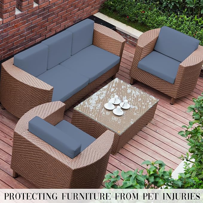 Outdoor Cushion Covers Set,8PCS Patio Furniture Couch Seat Slipcovers, Replacement for Sofa Sectional Chair(Cover，Only)