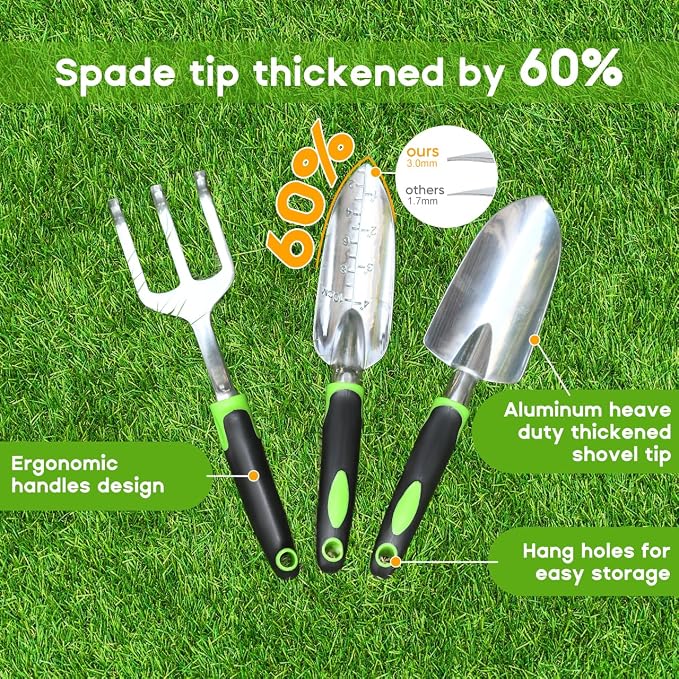 2Pcs Black Heavy Duty Retractable Plant Hanger for Hanging Plantsand and 3 Pack Aluminum Heavy Duty Garden Tool Set