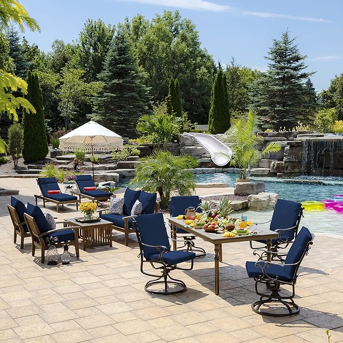 Arden Outdoor Deep Seat Cushion Set (4-Pack), 24 in x 24 in, Weather-Proof, Rain-Proof, Fade Resistant Patio Cushion for Chair, Sofa, and Couch Sapphire Blue Leala