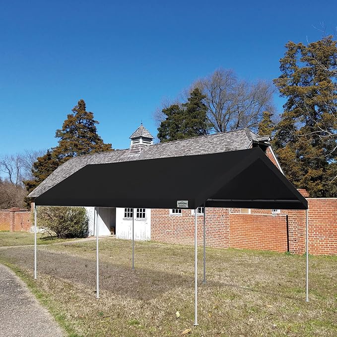 Caravan Canopy Domain Pro 200 Straight Leg 10 by 20 Foot Outdoor Canopy Car Tent 10x20 with Durable Powder Coated Steel Frames, Black