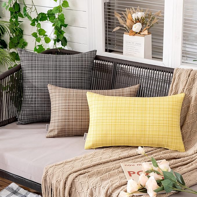 MIULEE Outdoor Waterproof Throw Pillow Covers Decorative Farmhouse Water Resistant Cushion Covers for Tent Patio Garden Couch Sofa Pack of 2, 22x22 Inch Gray