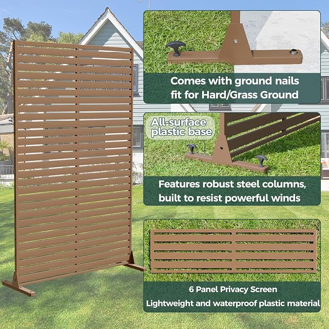 Privacy Fence Screen Outdoor Freestanding Privacy Panel, 72" H×47" W HDPE Decorative Panels with Stand, Room/Garden Divider, Outdoor Privacy Screen for Patio,Deck, Balcony, Pool