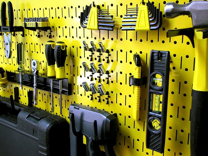 Wall Control Pegboard Value Pack - (3) Pack of Wall Control 16-Inch Tall x 32-Inch Wide Horizontal Yellow Metal Wallboards for Home & Garage Tool Storage Organization (Yellow Pegboard)