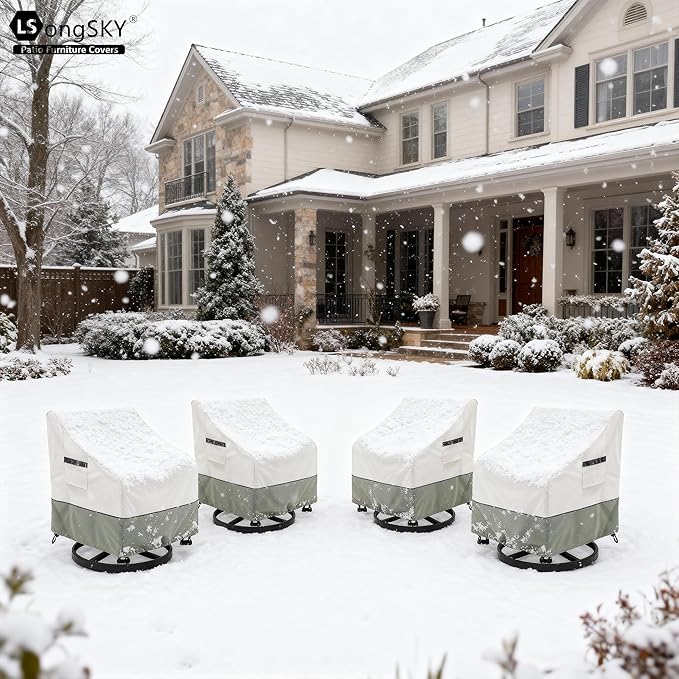 Patio Swivel Chair Cover 4 Pack,Waterproof Heavy Duty Outdoor Chair Covers,Outdoor Swivel Chair Cover for Patio Furniture Covers(30 W x 34 D x 36 H inches),Beige