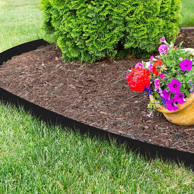 Blulu 16 Pieces Steel Landscape Edging 3 x 40 Inch Metal Garden Landscape Edging Border for Flower Bed Outdoor Garden Yard Fence Pathway Divider(Black)