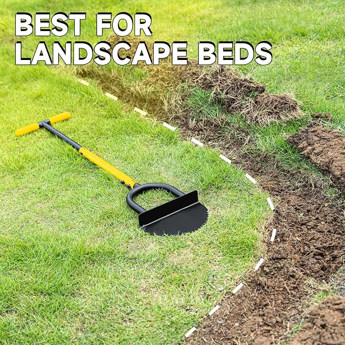 Manual Edger Lawn Tool with 38"-42" Adjustable Length, Saw-Tooth Border Edger with Wide Footplate Manganese Steel Blade, Garden Edging Tool for Flower Beds, Landscaping, Sidewalks, Yard