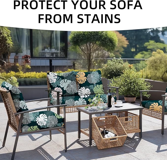 Outdoor Cushion Covers Set,8PCS Patio Furniture Couch Seat Slipcovers, Replacement for Sofa Sectional Chair(Cover，Only)