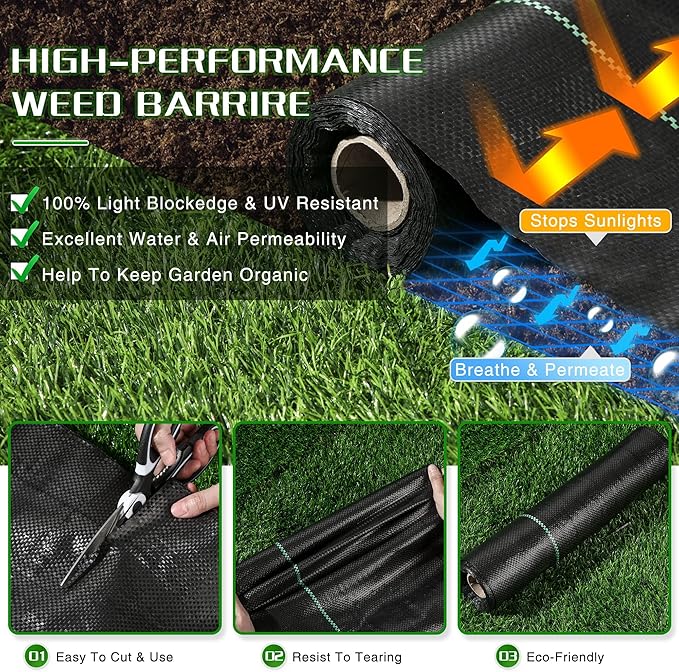 4FT x 100FT Weed Barrier Landscape Fabric Heavy Duty, Thicken Garden Fabric Weed Mats, Weed Control Garden Cloth, Woven Geotextile Fabric for Garden Beds, Underlayment, Commercial Driveway