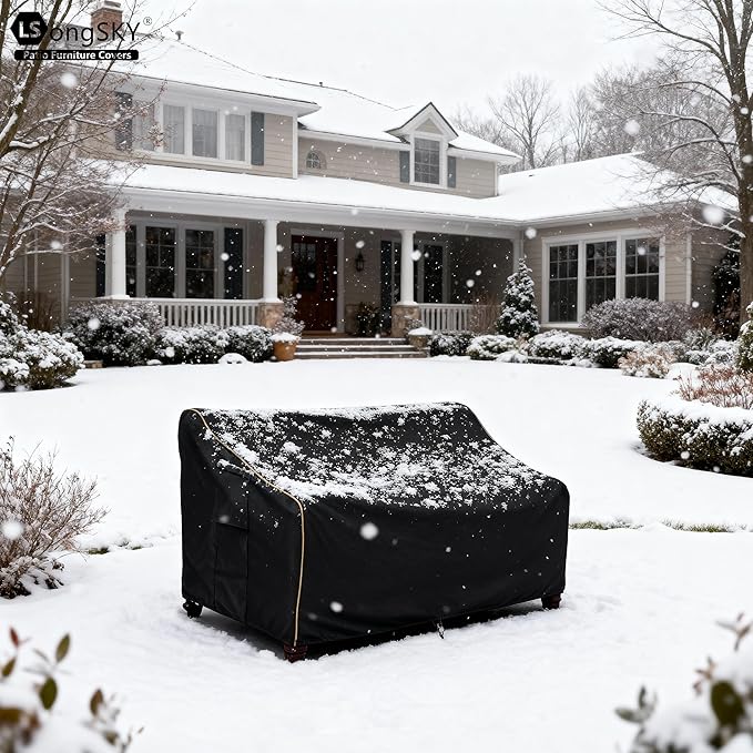 Patio 3-Seater Sofa Cover,Outdoor Couch Cover Fits up to 79W x 38D x 35H Inches,100% Waterproof Heavy Duty Patio Furniture Covers,Black
