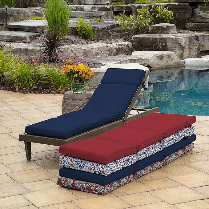 Arden Outdoor Chaise Cushion, 22 x 77, Rain-Proof, Fade Resistant Sapphire Blue Leala