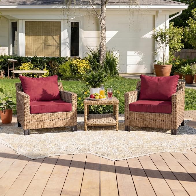 Art Leon Waterproof Outdoor Seat Cushion 24"x 24" 30D High Density Foam Patio Chair Cushions with Non-Slip Backing Patio Cushions for Patio Furniture Porch Swing Garden Bench Camping Stadium Red