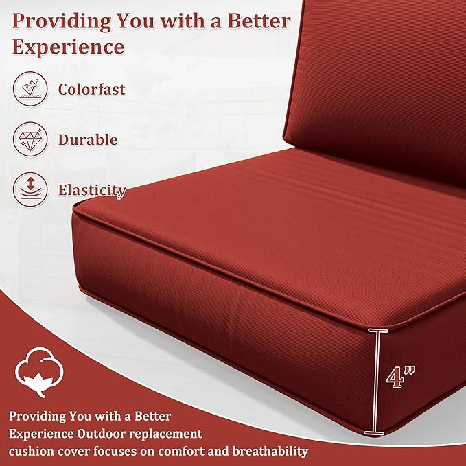 8p Outdoor Cushion Slipcovers Outdoor Patio Cushions Covers Replacement Waterproof with Zipper for 3-Seat Rattan Sofa Patio Furniture Cushion Covers, Covers Only