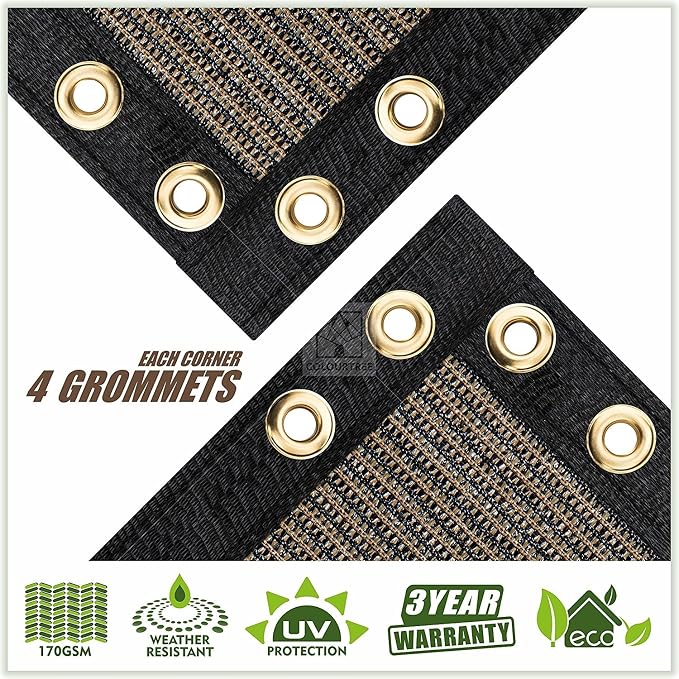ColourTree Customized Size 6' x 48' Brown Fence Screen Privacy Screen - Commercial Grade 170 GSM - Heavy Duty - 3 Years Warranty - Cable Zip Ties Included