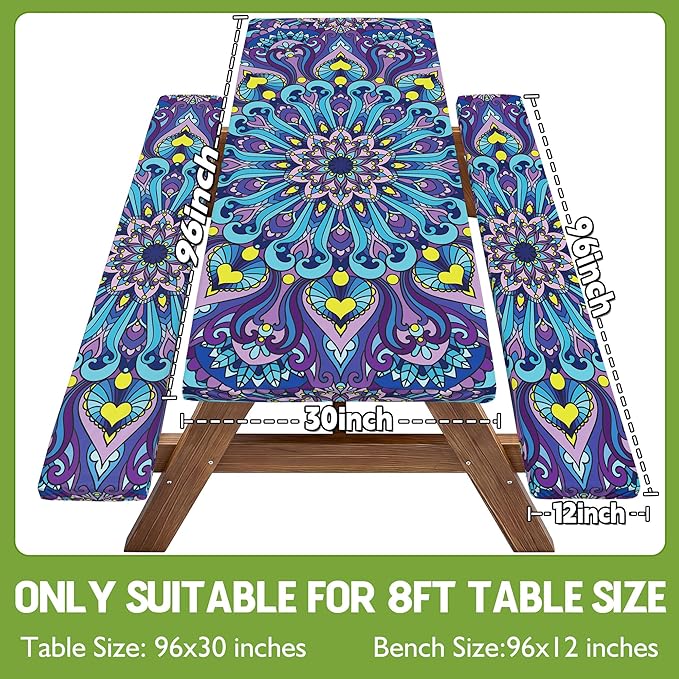 Picnic Table Cover with Bench Covers Vinyl Table Cloth Camping Lovers Essentials Camper Rv Car Travel Accessories Accessory Overlanding Must Haves Outdoor Gadgets Road Trip Tools Gear Stuff Equipment