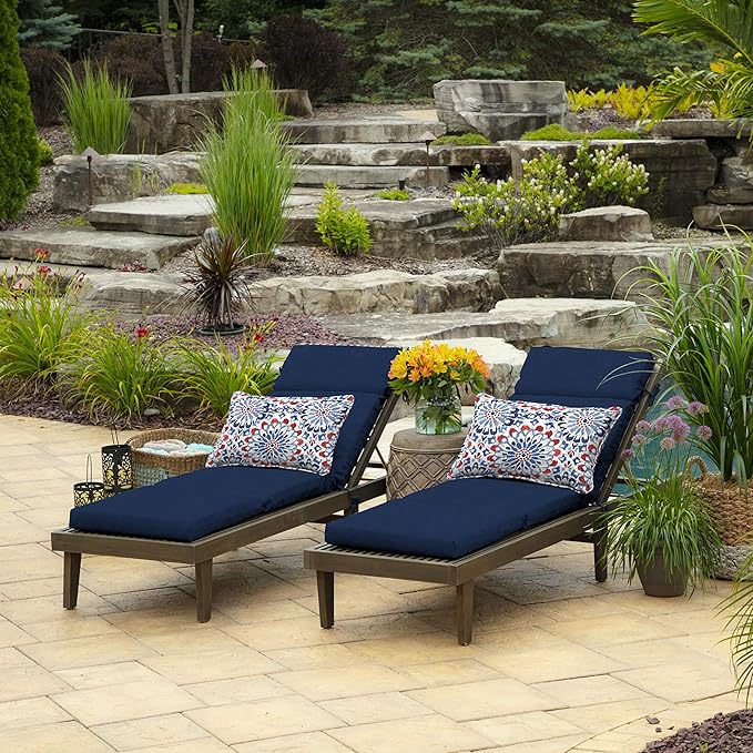 Arden Outdoor Chaise Cushion, 22 x 77, Rain-Proof, Fade Resistant Sapphire Blue Leala