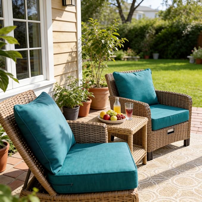 Art Leon Outdoor Patio Cushion 24"x 24" Outdoor Seat Cushions 30D High Density Foam Patio Chair Cushions with Non-Slip Backing Patio Cushions for Patio Furniture Porch Swing Garden Bench