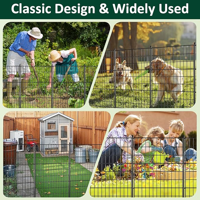 Garden Fence 10 Pack No Dig Metal Panels 32"(H) x 23.6 ft(L) Total, Rustproof Arched Decorative Dog Fence Outdoor for Yard, Animal Barrier for Flower Bed Border, Patio & Backyard Edging