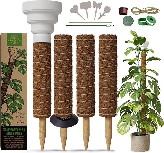 Organo Republic Moss Pole Monstera Plant Support Stakes - Unique Self-Watering, Extendable Coco Coir Pole for Climbing Plant Supports for Potted Plants Indoor for Monstera, Pothos & More