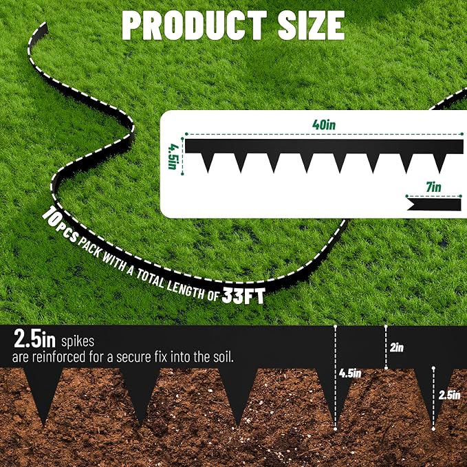 SnugNiture Galvanized Steel Landscape Edging - 4.5 inch Hammer-in Metal Garden Edging with 11Pcs Stakes, Edging for Lawn, Flower Bed and Yard - Garden Edger Border (33Ft Total)
