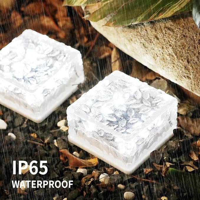 Solar Brick Lights Outdoor Waterproof Small Solar Lights 3 Packs Outdoor Decor for Fence Pathway Path Patio Balcony Outside Garden Bricks Decorations