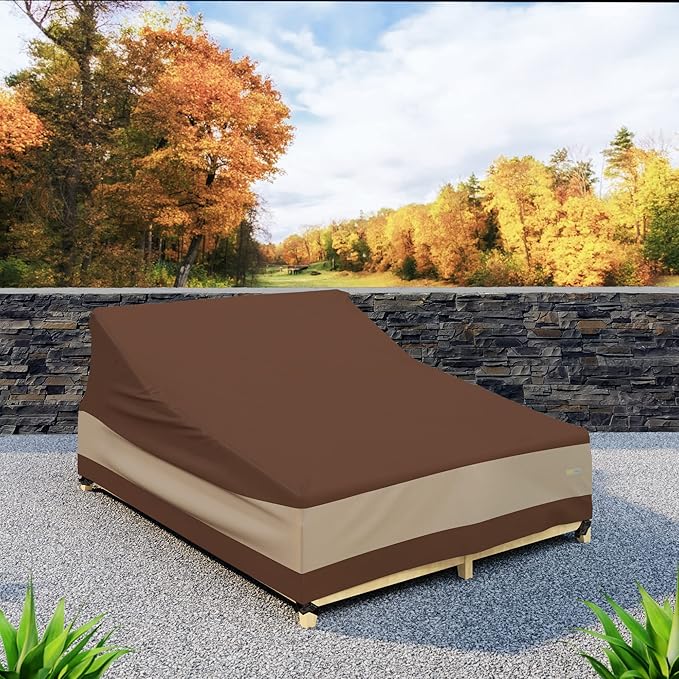 DUCKCOVERS Ultimate Waterproof 82 Inch Double Wide Patio Chaise Lounge Chair Cover, Patio Furniture Covers